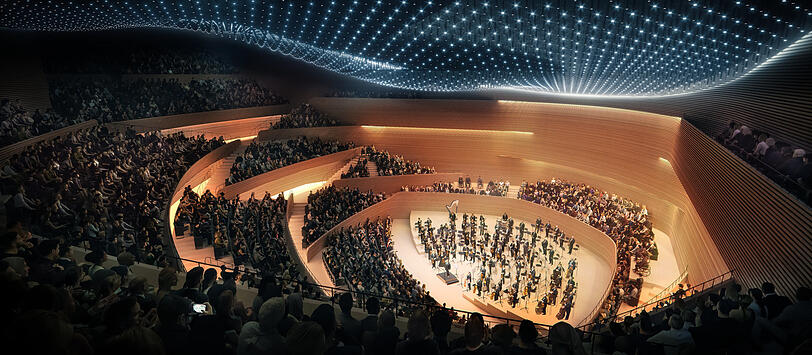 So könnte die für 400 Millionen umgebaute Philharmonie aussehen. Stephan Braunfels meint, dass auch eine einfachere Lösung möglich wäre.
