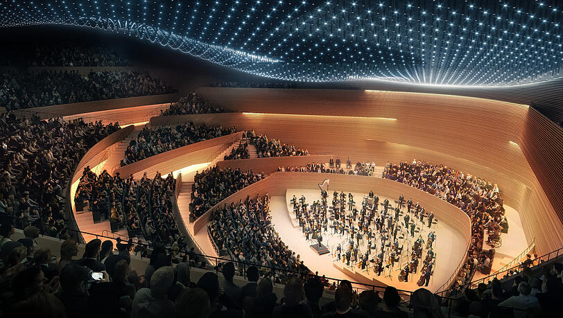 So könnte die für 400 Millionen umgebaute Philharmonie aussehen. Stephan Braunfels meint, dass auch eine einfachere Lösung möglich wäre.
