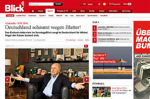 Der Blick (Schweiz): Deutschland schäumt wegen Blatter! Sogar der Kaiser äußert sich.