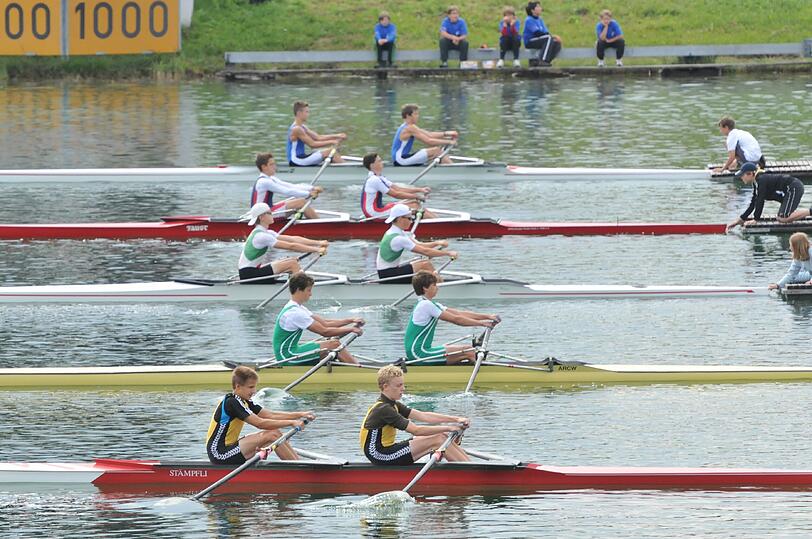 Ein Start bei den bayerischen Meisterschaften 2012 auf der Olympia-Regattaanlage in München-Oberschleißheim. Die Anlage ist bei den Sportlern sehr beliebt.