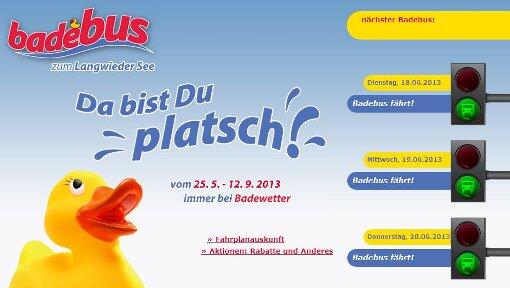 Hier wirbt die MVG für den Badebus. Der allerdings fährt nur bei Badewetter zum Langwieder See. Hier wirbt die MVG für den Badebus. Der allerdings fährt nur bei Badewetter zum Langwieder See.