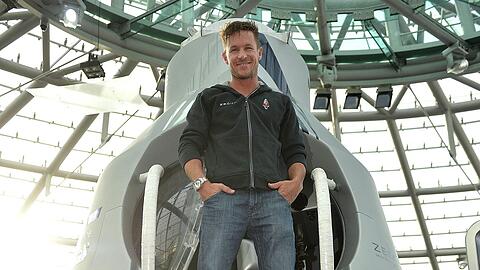 Baumgartner mit Österreich-Fahne. (Archivbild)