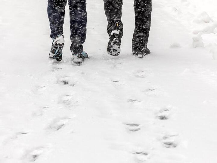 Wanderer laufen durch den Schnee. Foto: arifoto UG/Archiv