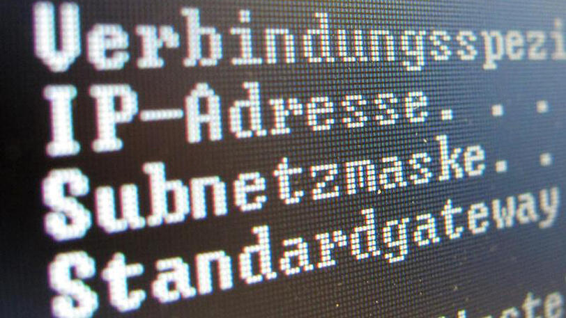 IP-Adresse und andere Netzwerkdaten auf einem Bildschirm.