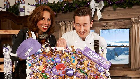 Außer Konkurrenz: Designerin Lola Paltinger und Starkoch Jan-Philipp Cleusters haben gemeinsam das Milka Haus kreiert.