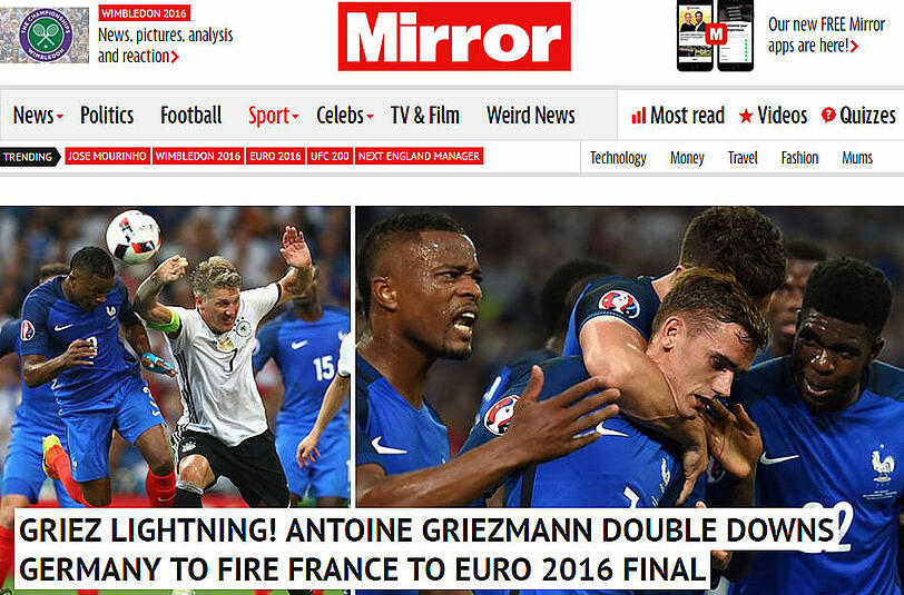 The Mirror: Antoine Griezmann, der Blitz.