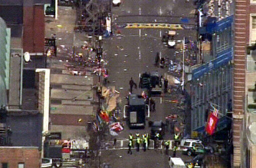 Blick von oben auf das Zielgelände des Boston Marathons. Hier haben sich am Montag zwei Explosionen ereignet.
