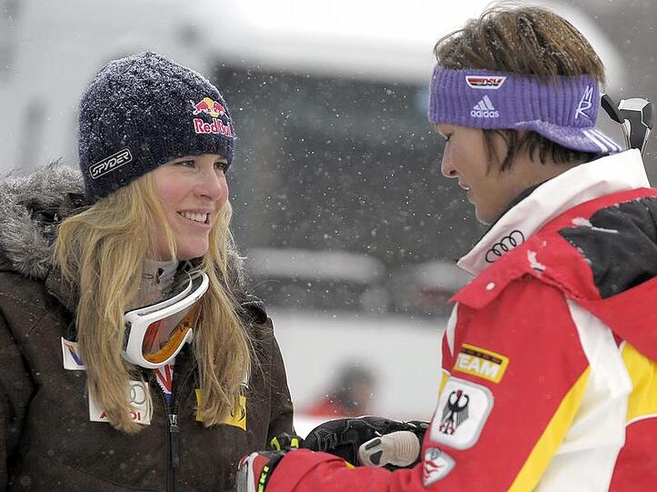 Maria Riesch (r) und Lindsey Vonn - hier beim Weltcup in Val d'Isere