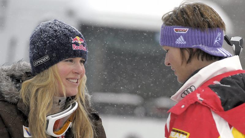 Maria Riesch (r) und Lindsey Vonn - hier beim Weltcup in Val d'Isere Maria Riesch (r) und Lindsey Vonn - hier beim Weltcup in Val d'Isere