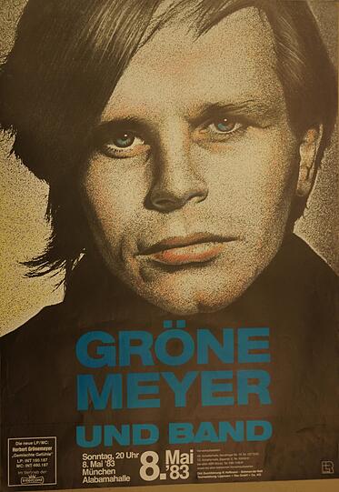 1983: Herbert Grönemeyer kommt in die Münchner Alabamahalle, die als Schauplatz für die freie Jugendkulturszene bald Kultstatus bekommt. Tickets gibt&rsquo;s auch in der Schalterhalle der Abendzeitung in der Sendlinger Straße, wie dem Plakat zu entnehmen ist. Ab 1984 sendet der BR die Jugendsendung "Live aus dem Alabama". 1988 macht die Alabamahalle dicht.