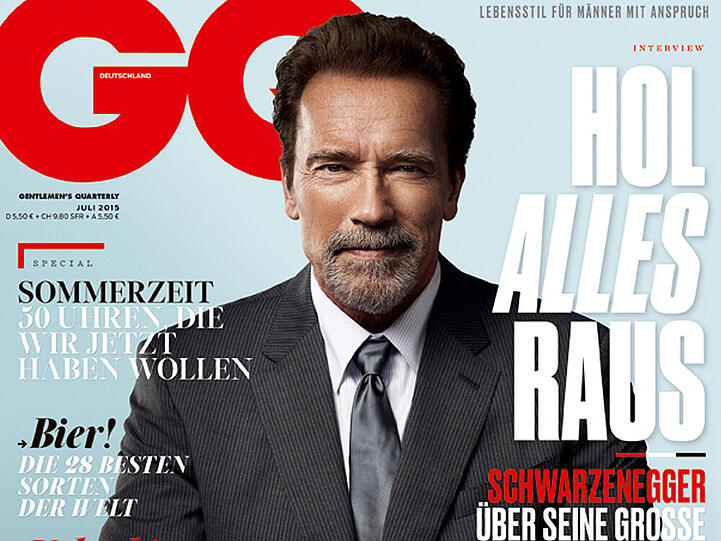 Arnold Schwarzenegger auf dem Cover der Juli-Ausgabe des Männer-Magazins "GQ"