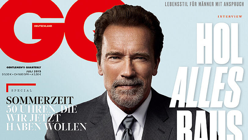 Arnold Schwarzenegger auf dem Cover der Juli-Ausgabe des Männer-Magazins "GQ" Arnold Schwarzenegger auf dem Cover der Juli-Ausgabe des Männer-Magazins "GQ"