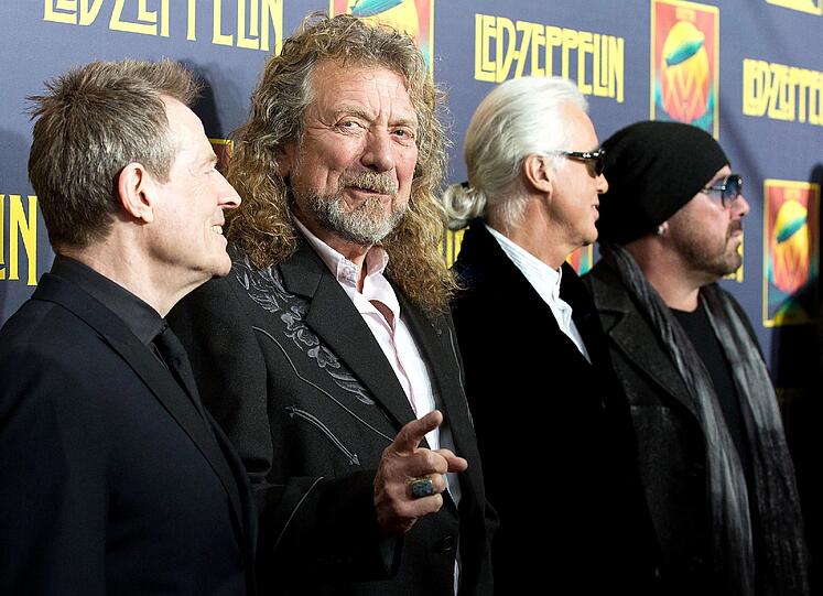 Gestatten Sie: Die Herren von Led Zeppelin. Von links nach rechts: John Paul Jones, Robert Plant, Jimmy Page und Jason Bonham