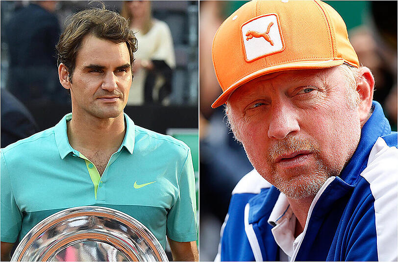 Boris Becker (r.) soll zuletzt angedeutet haben, dass das Verhältnis zwischen seinem Schützling Djokovic und Roger Federer (l.) nicht gut sei.