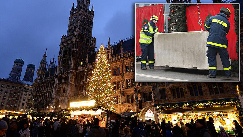 Solche Betonsperren sollen den Marienplatz während des Christkindlmarkts abriegeln.