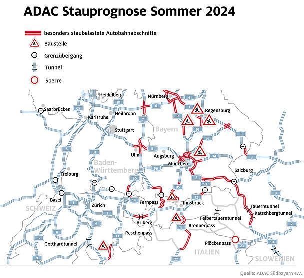 Hier sieht der ADAC in Südbayern Stau-Gefahr für das kommende Wochenende.