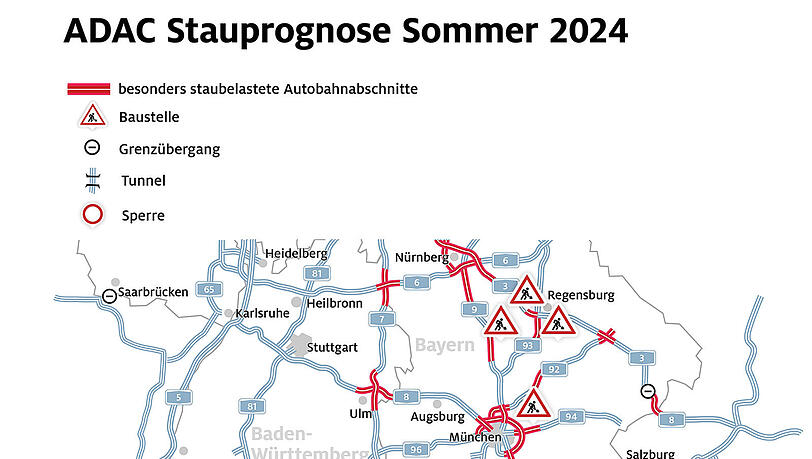 Hier sieht der ADAC in Südbayern Stau-Gefahr für das kommende Wochenende. Hier sieht der ADAC in Südbayern Stau-Gefahr für das kommende Wochenende.