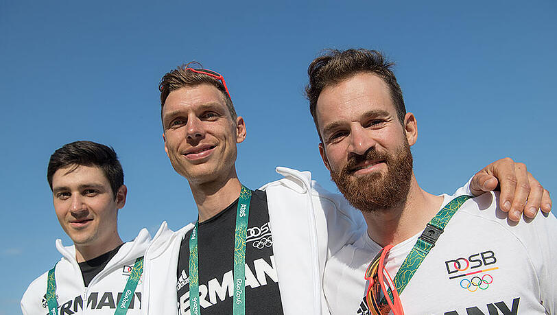 Die deutschen Radfahrer Emanuel Buchmann, Tony Martin and Simon Geschke (v.l.). Die deutschen Radfahrer Emanuel Buchmann, Tony Martin and Simon Geschke (v.l.).