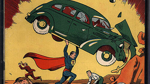 Das Cover des ersten Superman-Comics 1938 Das Cover des ersten Superman-Comics 1938