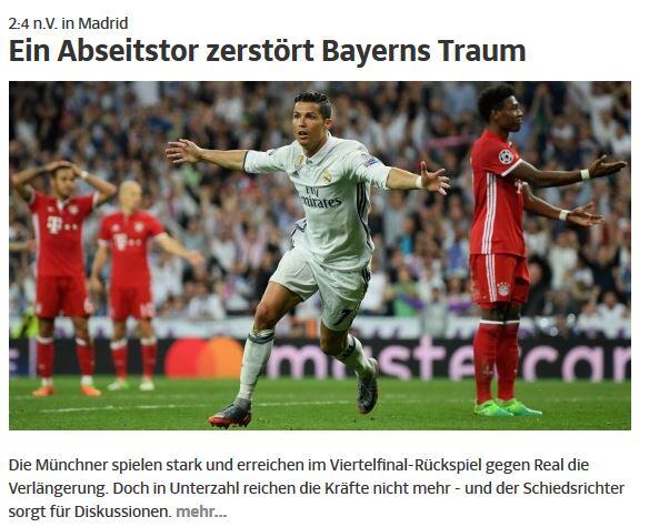 Bei der Süddeutschen fokussiert man sich aufs Abseitstor.