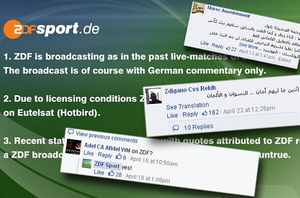 Ein Schwall an Facebook-Fans: Araber denken, das ZDF überträgt die FIFA-WM in Brasilien auf arabisch.