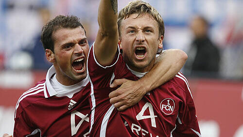 FCN-Eidgenossen als Siegaranten: Albert Bunjaku (links) und Daniel Gygax. FCN-Eidgenossen als Siegaranten: Albert Bunjaku (links) und Daniel Gygax.