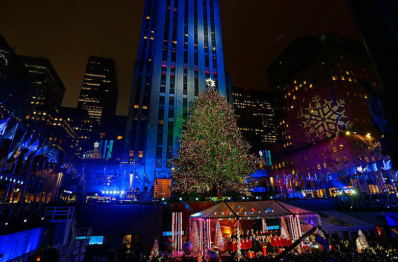Der berühmte Weihnachtsbaum am Rockefeller Center in New York.