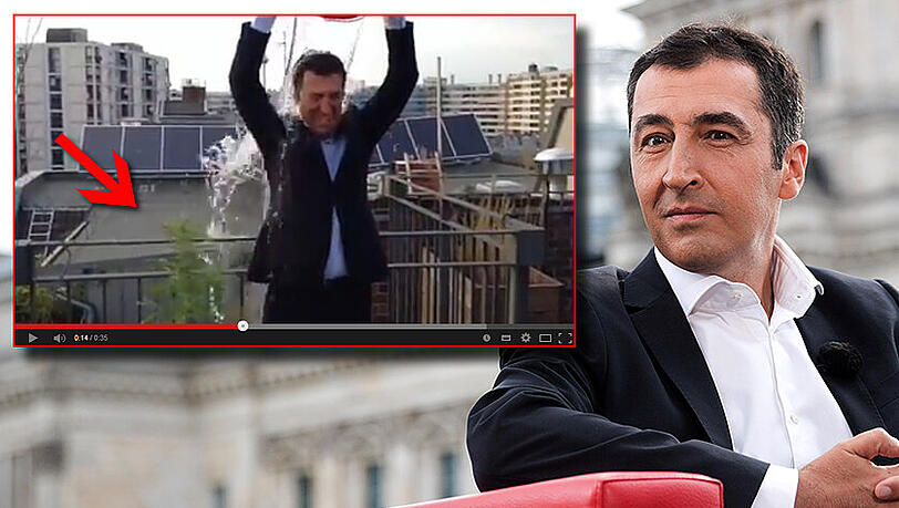 Grünen-Vorsitzender Cem Özdemir bestritt seine Ice Bucket Challenge neben einer Hanfpflanze. Grünen-Vorsitzender Cem Özdemir bestritt seine Ice Bucket Challenge neben einer Hanfpflanze.