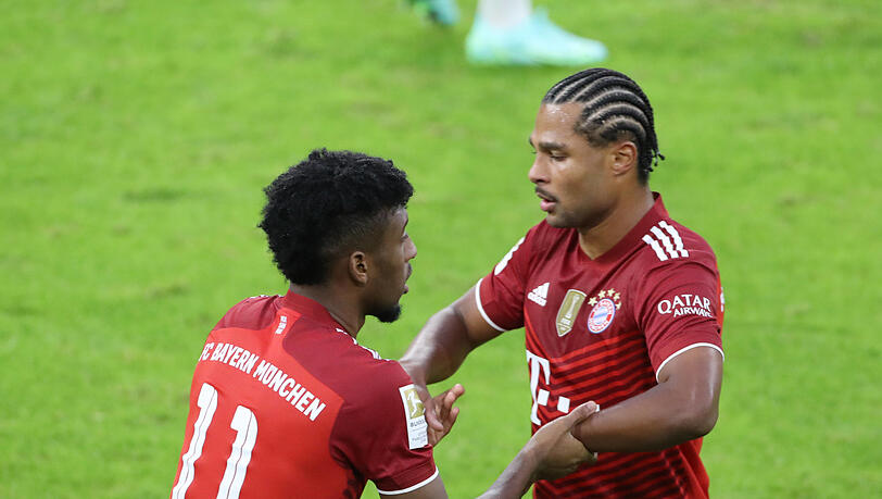 Raphinha würde bei Bayern wohl nur ein Thema, wenn Gnabry oder Coman (l.) den Klub verlassen.
