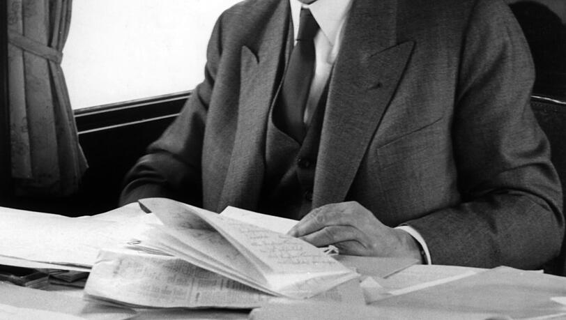 Der damalige Bundeskanzler Konrad Adenauer, aufgenommen am 23.08.1957. Der damalige Bundeskanzler Konrad Adenauer, aufgenommen am 23.08.1957.