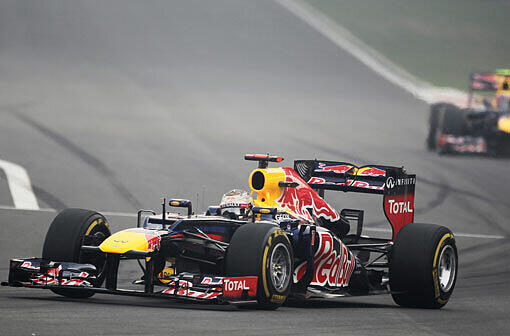Sebastian Vettel auf seiner Fahrt zum Sieg im Großen Preis von Indien.