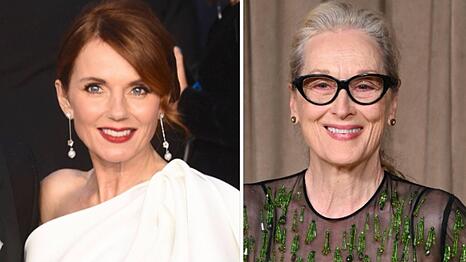 Meryl Streep (r.) singt f&uuml;r Geri Halliwell zum Geburtstag.