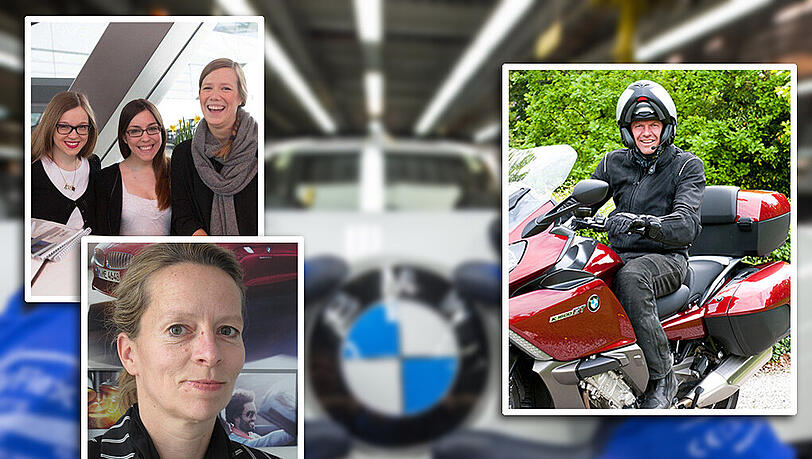 Gesichter der Bayerischen Motorenwerke: Simone Bauer, Leonie Laskowski, Anna Schlimok (v. l.), Susanne Obermeier (u.) und Gerhard Müller (r.) verbindet die Begeisterung für Mobilität. Gesichter der Bayerischen Motorenwerke: Simone Bauer, Leonie Laskowski, Anna Schlimok (v. l.), Susanne Obermeier (u.) und Gerhard Müller (r.) verbindet die Begeisterung für Mobilität.