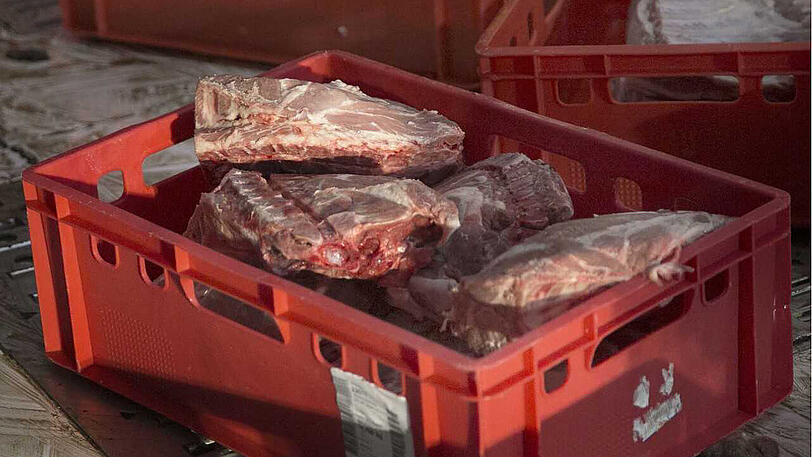 Der Sattelzug hatte rund 20 Tonnen Fleisch geladen.