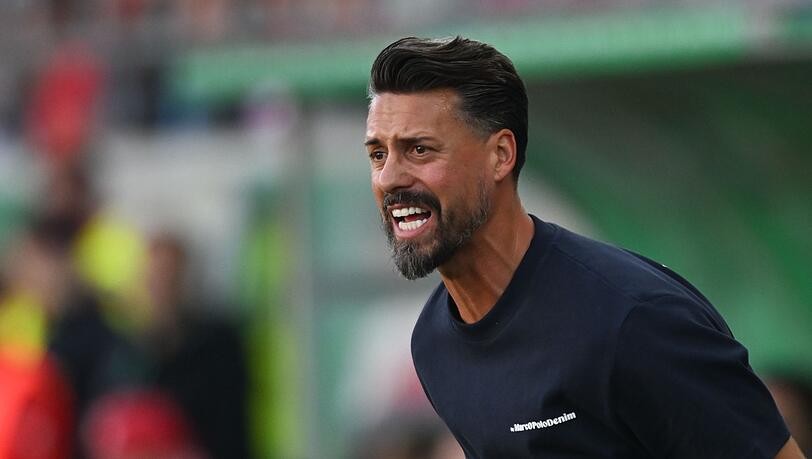Sandro Wagner im DFB-Pokal seines FC Augsburg beim Halleschen FC.