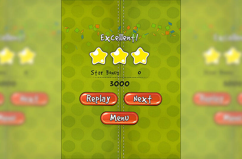 threestarenEtwas zu 100% perfekt machen, Begriff aus Smartphone-Spielen, bei denen man 3 Sterne gewinnen kann.