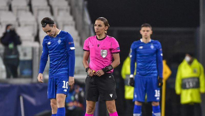 Schiedsrichterin Stéphanie Frappart leitete die Partie zwischen Juventus Turin und Dynamo Kiew.