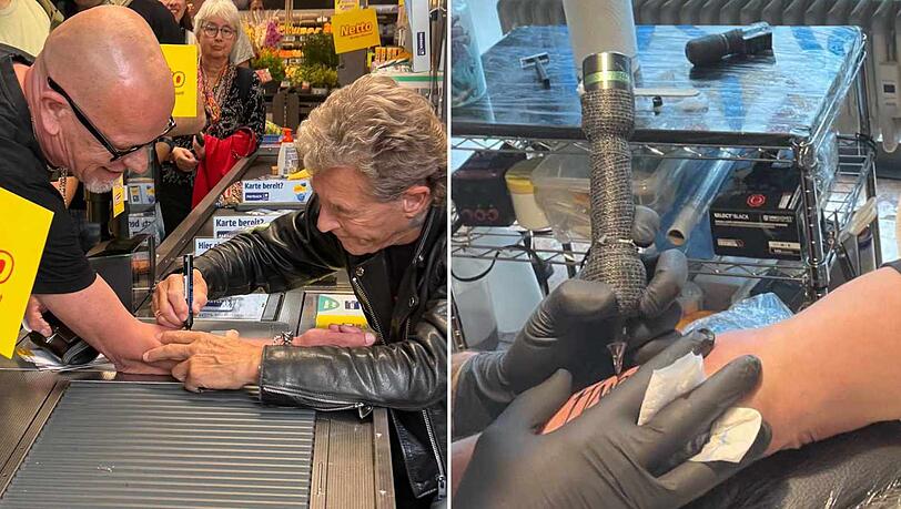 Dieser Fan von Peter Maffay hat Ernst gemacht und das Autogramm am Unterarm mit Tinte verewigt. Dieser Fan von Peter Maffay hat Ernst gemacht und das Autogramm am Unterarm mit Tinte verewigt.