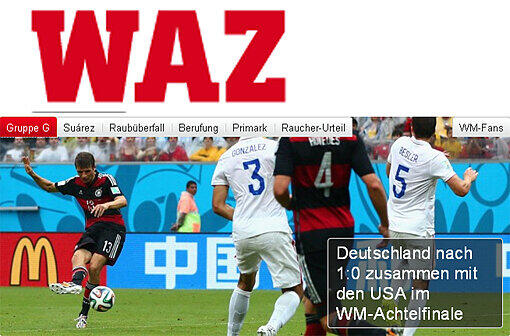 "Der Westen" thematisiert hingegen den gemeinsamen Einzug der DFB-Elf und des US-Soccerteams ins Achtelfinale.