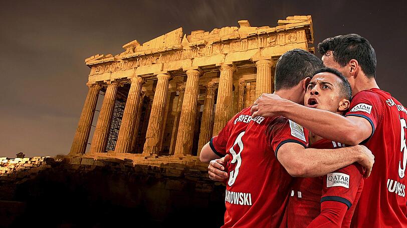 Auf dem Weg in den Fußball-Olymp? Niko Kovac (l.) und seine Bayern um (v.r.) Hummels, Thiago und Lewandowski sind in der europäischen Königsklasse als nächstes in Athen gefordert.