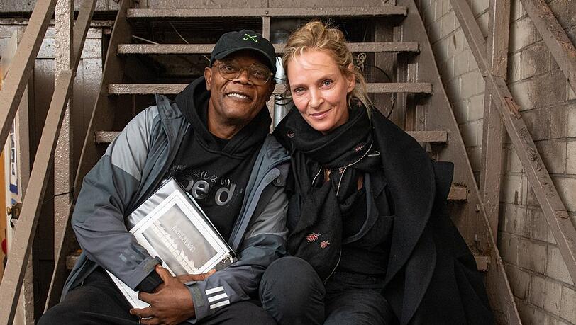 Samuel L. Jackson und Uma Thurman in New York.