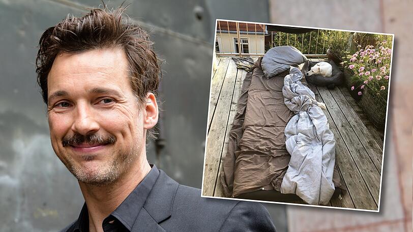 Florian David Fitz hat sich ein Freiluft-Bett gebaut.