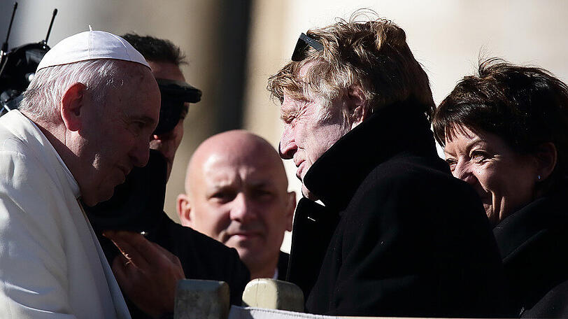 Papst Franziskus und Robert Redford trafen sich am Mittwoch im Vatikan