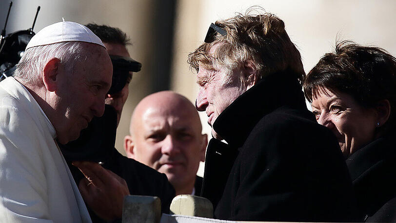 Papst Franziskus und Robert Redford trafen sich am Mittwoch im Vatikan