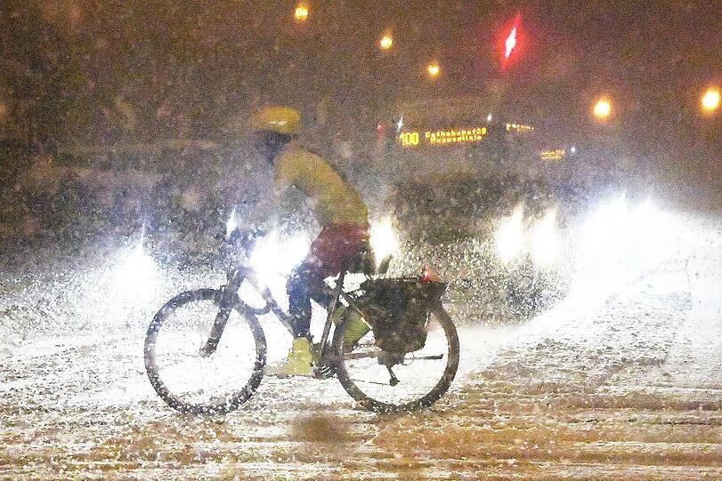 Schneefall in der Prinzregentenstraße.