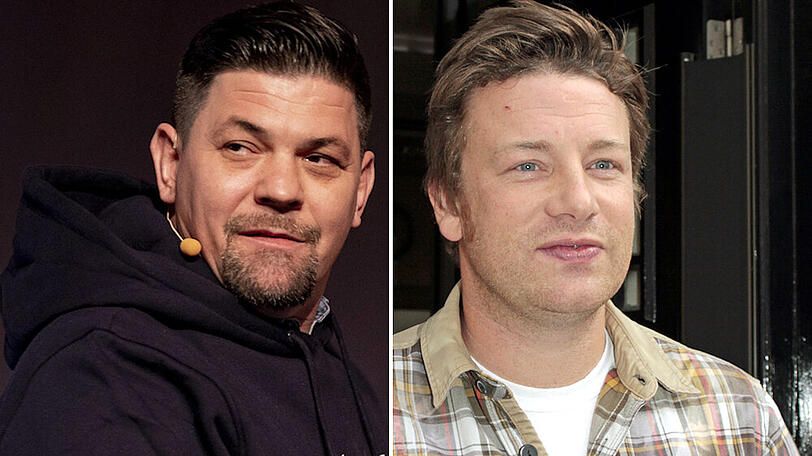 Tim Mälzer (li.) will sich mit Jamie Oliver duellieren