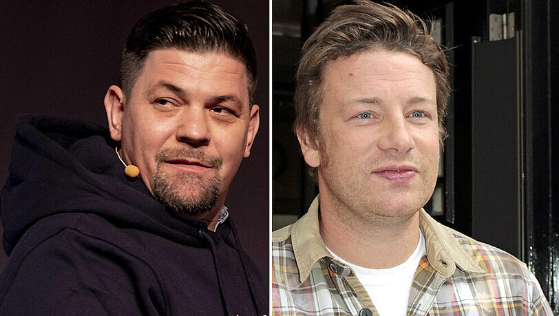 Tim Mälzer (li.) will sich mit Jamie Oliver duellieren Tim Mälzer (li.) will sich mit Jamie Oliver duellieren