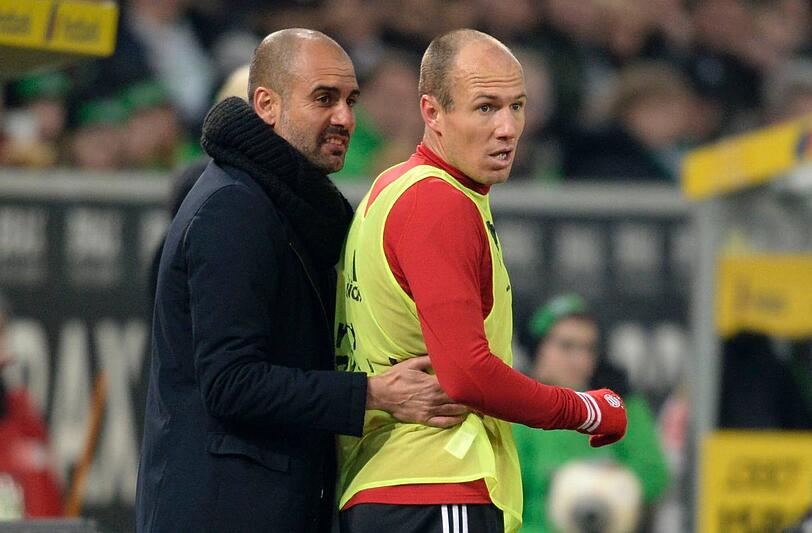 Guardiola (l.) über Robben: "Wenn er am Ball ist merkt man, dass er ein Tor schießen will."