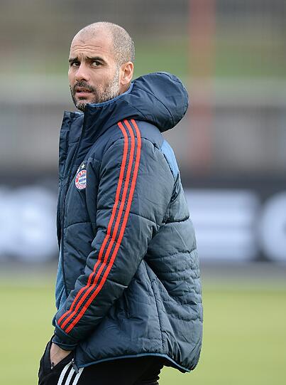 Trainer Pep Guardiola beim Bayern Training