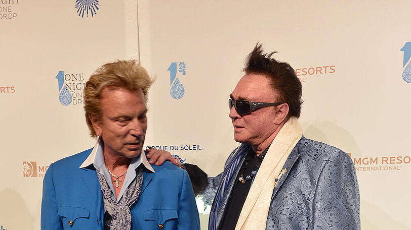 Siegfried Fischbacher (l.) und der seit dem Unfall gezeichnete Roy Horn im Jahr 2014 in ihrer Wahlheimat Las Vegas